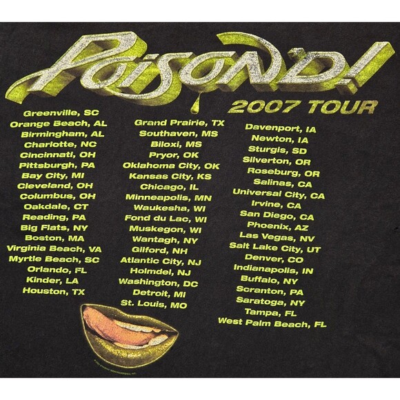 Poison 2007 Tour Shirt Y2K Black 2X Double Side Poison'D Bret Michaels Anvil Tag - Picture 4 of 14